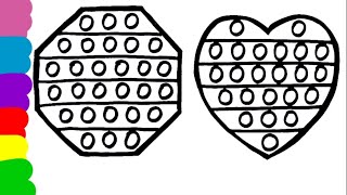 Two cute Pop it drawing| Octagon and heart Pop it drawing||