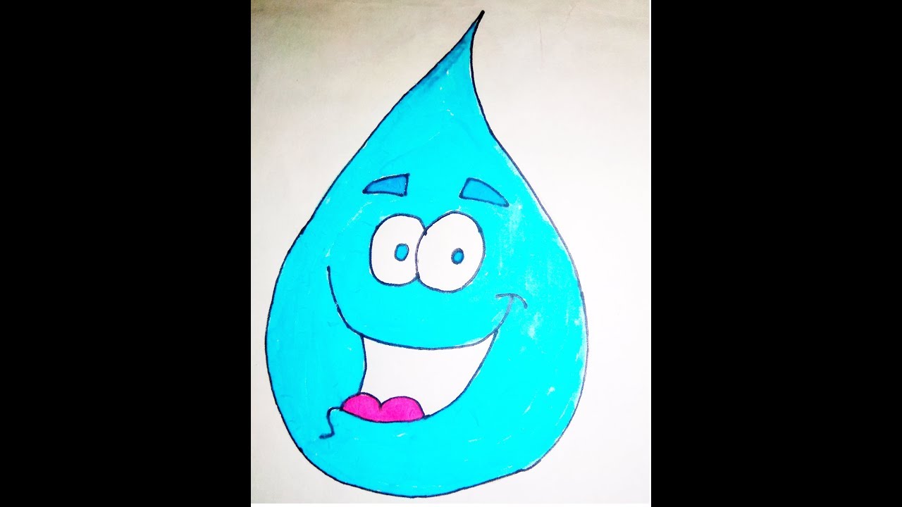 How To Draw Happy Water Drop Cartoon Drawing Savewater Youtube