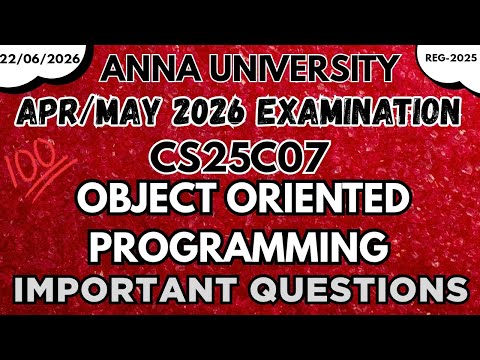 CS25C07|Object oriented programming|Important Questions 💯💯💯|@Toppersacademytamil 