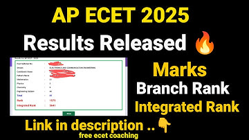 Ap ECET 2025 Results out | check your Marks branch Rank Integrated Rank #ecetMarks #ecetecetResults