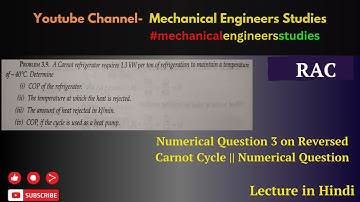 Numerical Question 3 on Reversed Carnot Cycle | Numerical Question