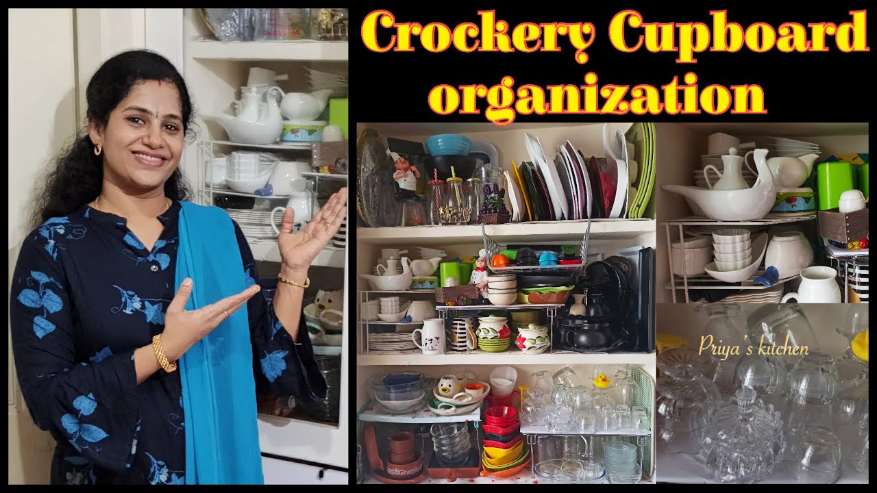 Crockery cupboard organization | kitchen organizers in tamil | my