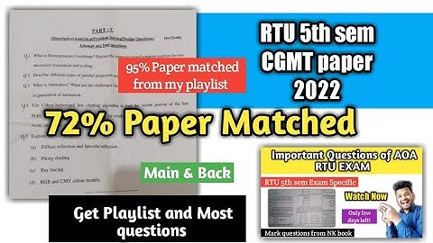 72% Paper matched of rtu 5th sem cgmt 2022 | RTU 5th sem cgmt paper 2022