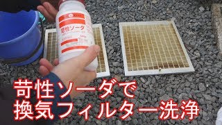 苛性ソーダで換気扇フィルターを掃除