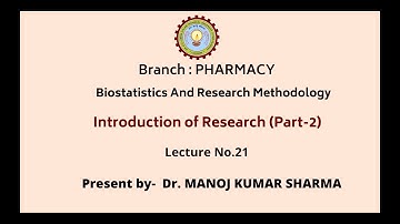 Biostatistics and Research Methodology | Introduction of Research Part-2 | AKTU Digital Education