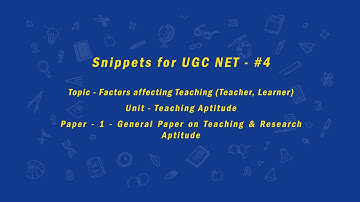 Factors affecting Teaching (Teacher, Learner) | UGC NET | Paper 1| General Paper
