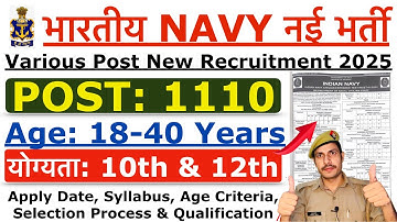 Indian Navy Tradesman Recruitment 2025 | Navy New Vacancy 2025 | Age, Syllabus & Selection Process