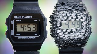 【造形研究】ダイソーのデジタル腕時計を彫刻したらどうなるか |  How the appearance changed if curving a $1 watch ?