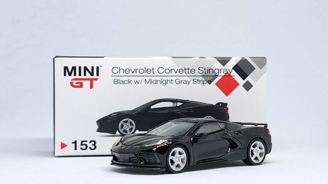 エラー品 MINI GT Chevrolet Corvette Stingray Mini GT Chevrolet Corvette Stingray Black w/ Midnight Gray Stripe