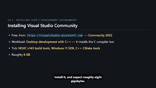 C Programming #06 — Windows Setup: Visual Studio and MSVC02 03