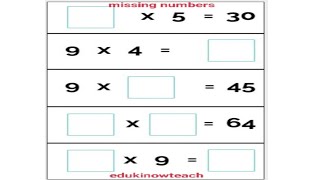 multiplication missing numbers worksheet|Missing Numbers| #Multiplication| #math| @edukinowteach