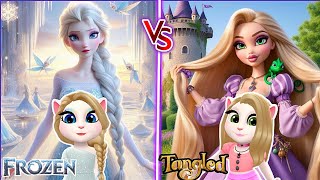 Elsa Frozen #queen🩵☃️♥️ Rapunzel tangled 🪮 💜 #mytalkingangela2 ♥️👄 cosplay makeover #new