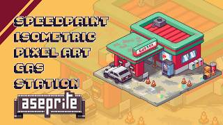 Gas Station Isometric Pixel Art || Speedpaint || Aseprite