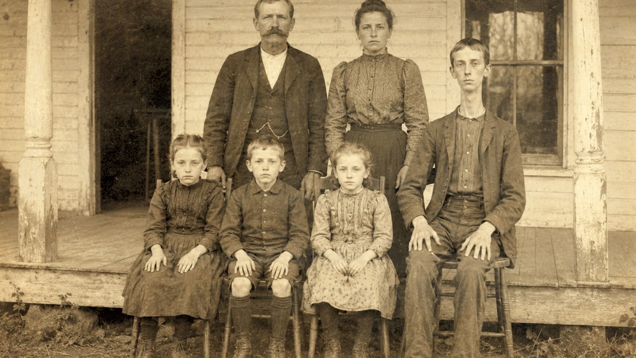 In May 1901, a traveling photographer named Elmore Cisk made a portrait of the Thrrell family on the porch of their log house at Sinner’s Bend, North Carolina. When he developed the glass plate...