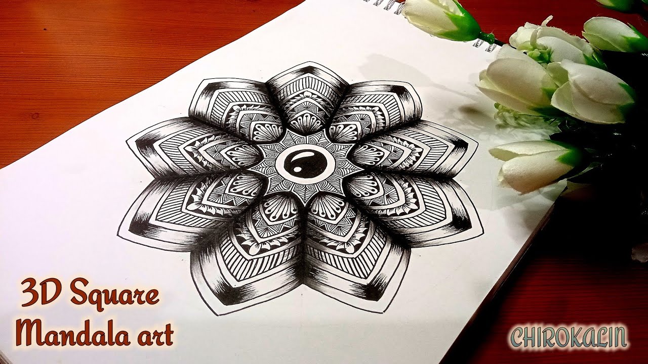 Beautiful 3D Flower Mandala || 3D pencil shading 