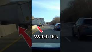 Container Truck Loses Control While Overtaking, Slams Into Highway Barrier