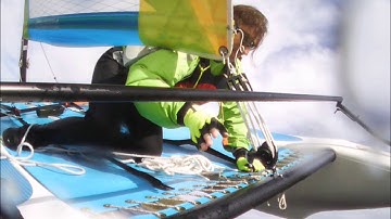 Hobie Wave sailing gag reel:) Capsizes (and recoveries) from 2017 season.