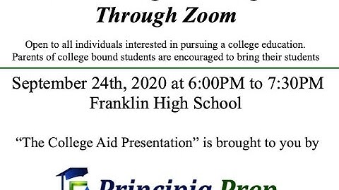 Franklin High School The College and Financial Aid Process Presentation Webinar