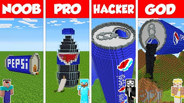 Minecraft Battle: NOOB vs PRO vs HACKER vs GOD: PEPSI COLA HOUSE BASE BUILD CHALLENGE / Animation