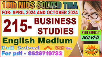 nios business studies 215 tma solved 2023-24 10th | business studies 215 solved assignment 2024