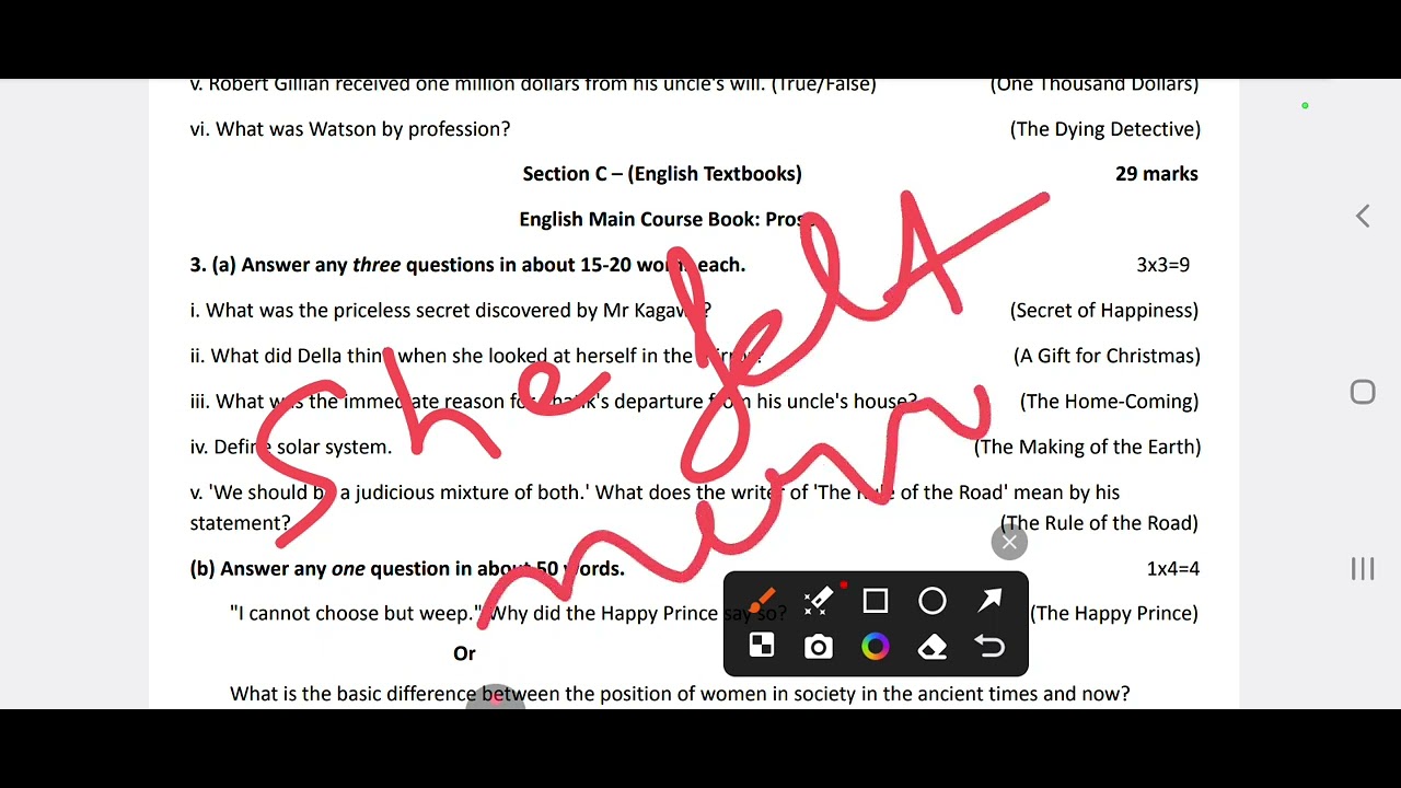 Sample paper class 10th subject English part 5