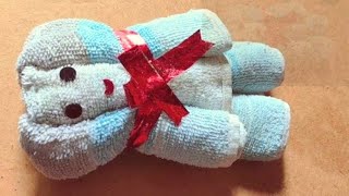 #Teddybear #Towelteddybear to How to make teddy with towel in Telugu||My creative world screenshot 4