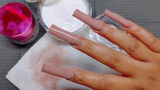 WATCH ME WORK WITH MY NON DOMINAT HAND IN REAL TIME/ ACRYLIC NAILS FOR BEGINNERS/ START TO FINISH