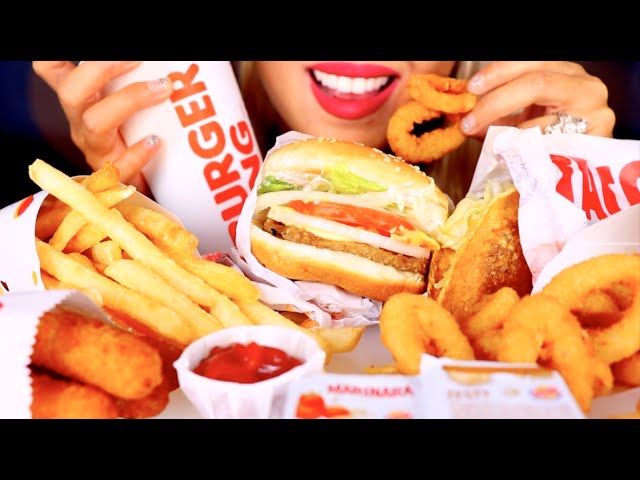 ASMR Eating Burger King Whopper, Onion Rings, Fries, Taco, Cheesesticks *No Talking