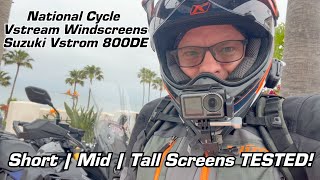 TESTED! National Cycle Short | MID | Tall VStream Windscreen for the Suzuki Vstrom 800DE