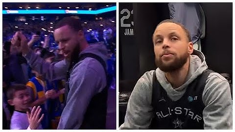 Steph Curry dancing after introduction to NBA All Star practice with Shaq