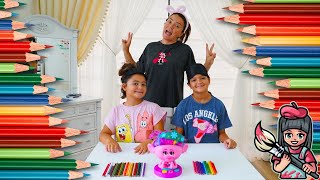 Masal and Öykü Paint Yourself Challange - Fun Kids Video