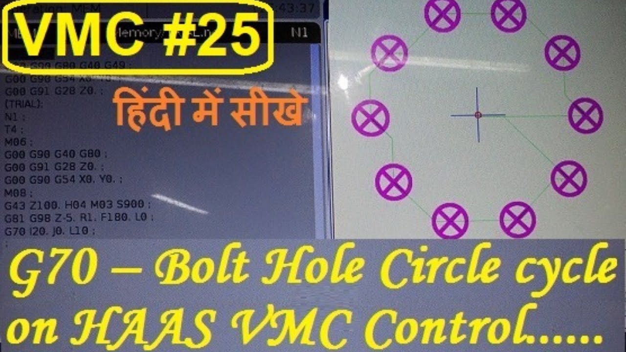 #25 G70 Bolt Hole Circle command for HAAS VMC ! VMC Programming in ...