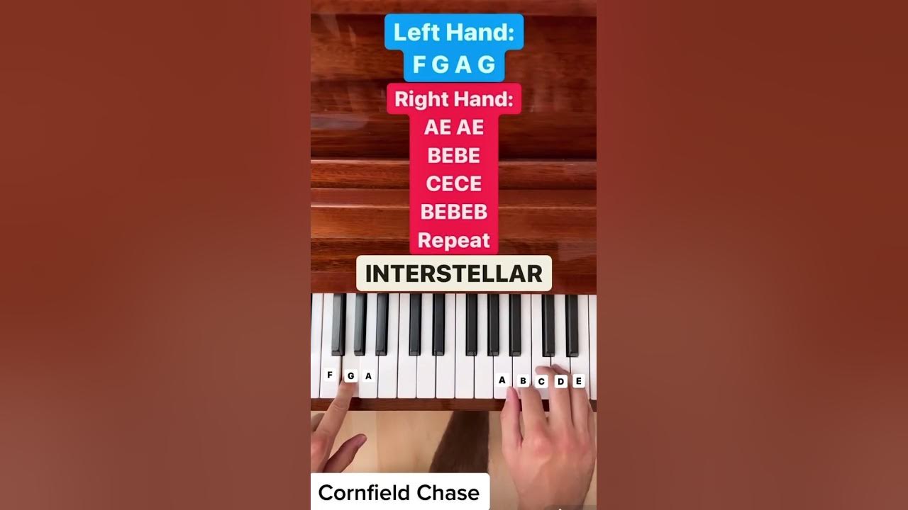 Interstellar Theme - Cornfield Chase (EASY PIANO TUTORIAL With Letter Notes) #Shorts
