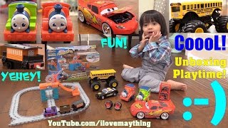 Disney Cars Lightning Mcqueen Tire Rack Edition, Thomas & Friends Adventures And Monster Jam Truck