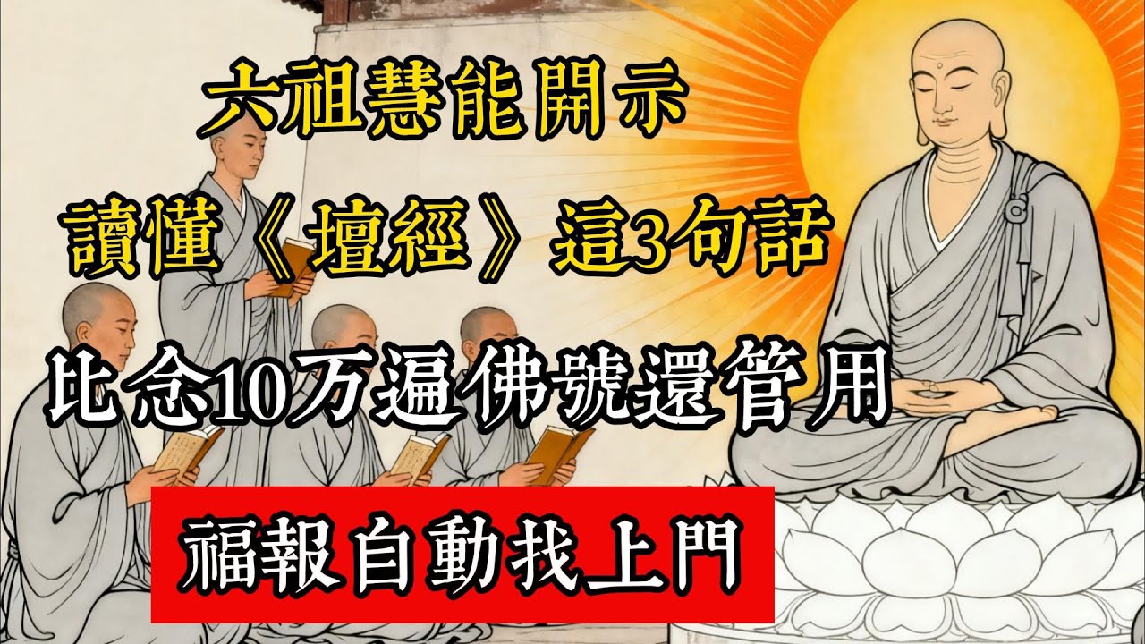 六祖慧能開示，讀懂《壇經》這3句話，比念10萬遍佛號還管用，福報自動找上門！#佛教 #佛家 #佛法 #佛學知識 #佛學智慧 #修心修行 #佛教文化 #禪悟人生 #傳統文化