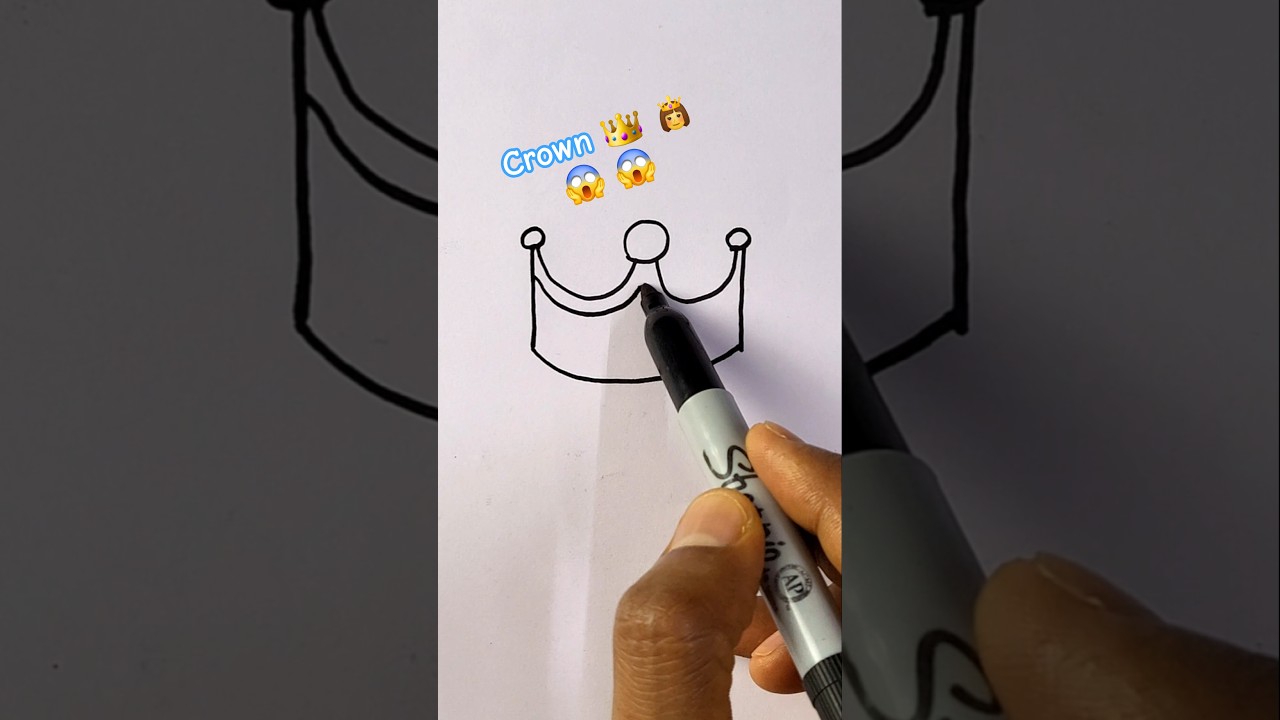 Easy Crown drawing step by step for kids 