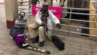 Maestro Moses Josiah and his musical saw in NYC Subway 1/18/2017