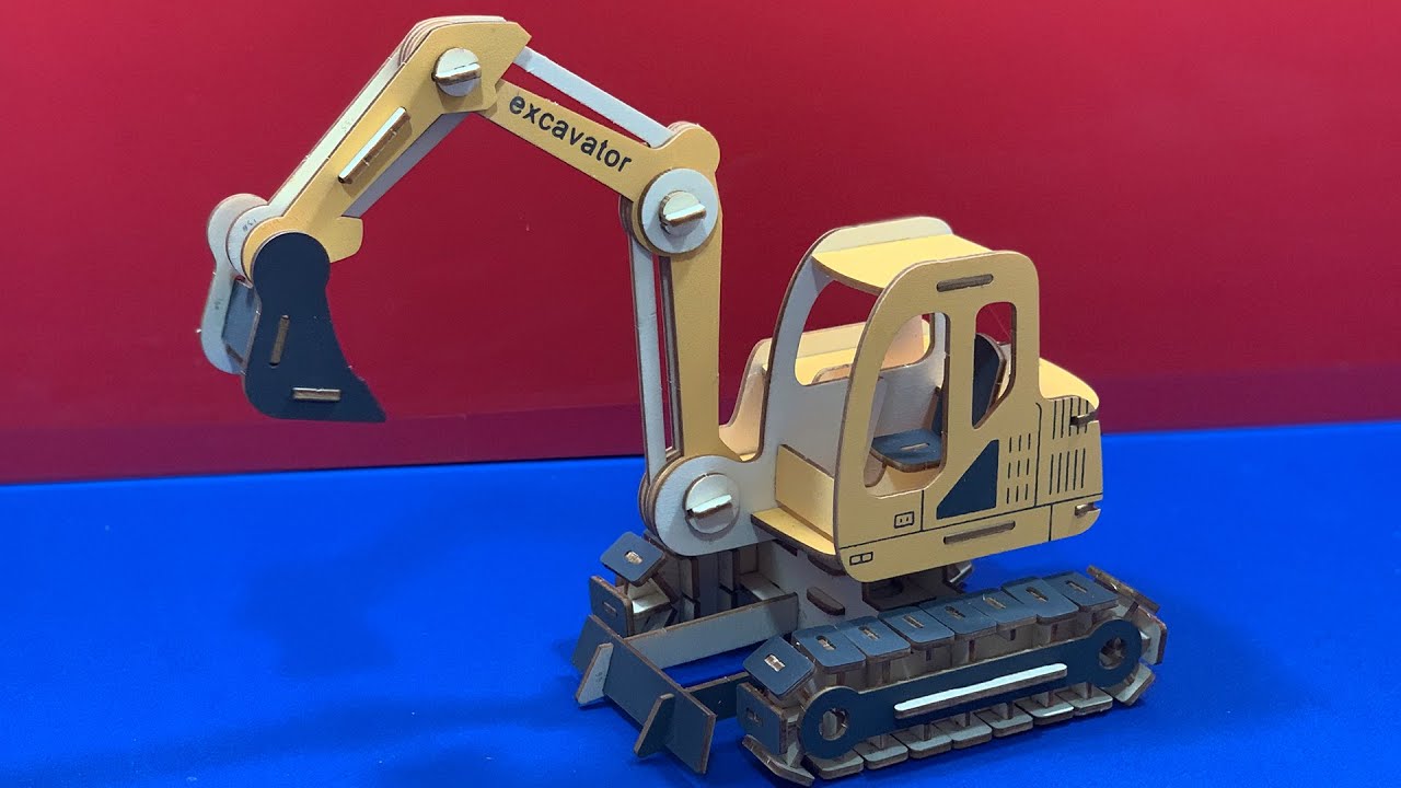 DIY Craft Instruction 3D Woodcraft Construction Kit GRAB EXCAVATOR
