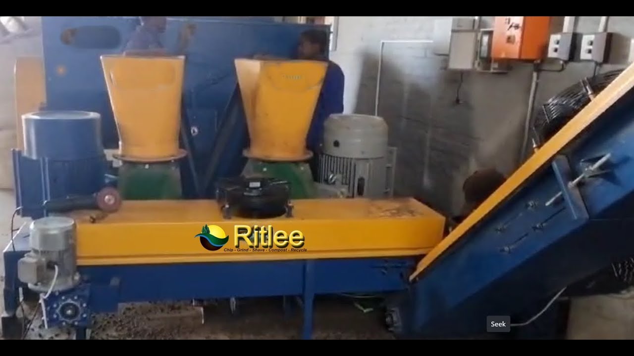 Pelletiser from mixer to pelletiser to bagger and cooler