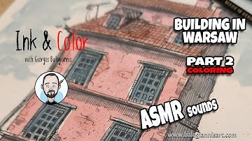 Travel Sketch: House in Old Town of Warsaw – Part 2: Coloring – Highlights with ASMR sounds