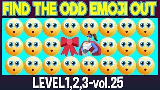 Find THE ODD EMOJI OUT Level 1,2,3 vol 25|Find The Difference Emoji|Emoji Challenge