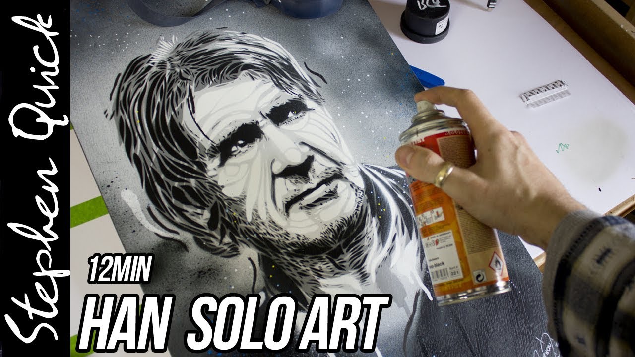 STENCIL & SPRAY HAN SOLO PAINTING | Real Time Star Wars Art paint net