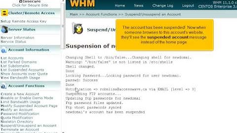 Hostsary.com Video Tutorial for WHM - Suspending and unsuspending an account in WHM?
