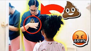 Little girl does a  TOILET PAPER POOP PRANK ON MOM!