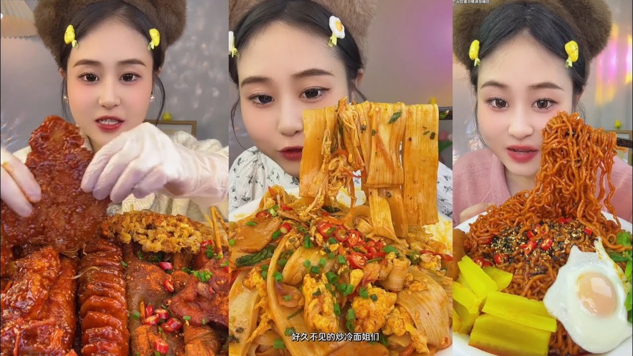 Yummy #15 , Chinese mukbang, Spicy Noodles huge feast! 🍜 & Dumpling Soup 🍲🍝.