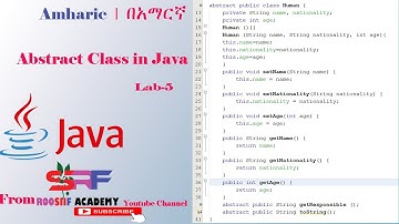 Java Programming Tutorial Abstract Class Part 5 in Amharic | በአማርኛ
