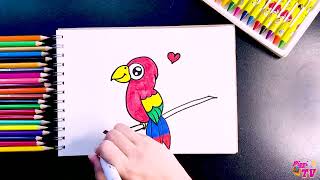 Hướng Dẫn Vẽ Con Vẹt Đơn Giản | How To Draw A parrot | Draw animal, Draw parrot, vẽ động vật