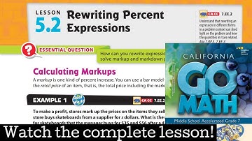 Lesson 5.2 Rewriting Percent Expressions.