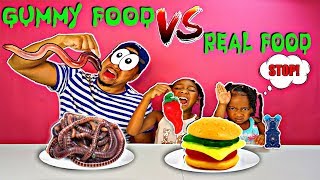 GUMMY FOOD VS REAL FOOD | CHALLENGE