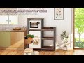 SUPERJARE Bakers Rack with Power Outlet, 35 4 Inches Coffee Bar with Wire Basket, Kitchen Microwave